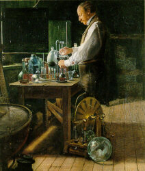 Lord Rayleigh in his laboratory