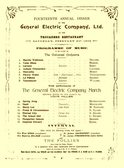 1904 GEC Annual Dinner Programme